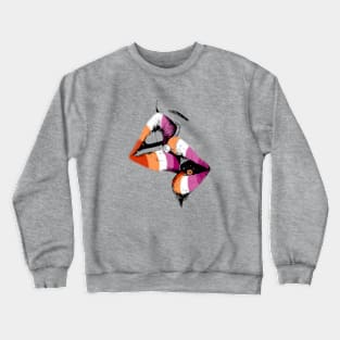 Lesbian Lips Kissing Rainbow Flag Lesbian Crewneck Sweatshirt